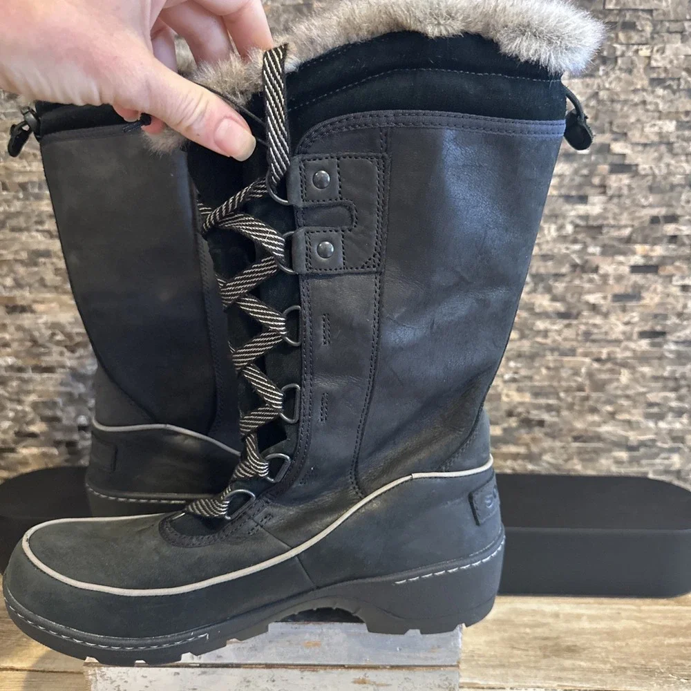 SOREL Women's Tivoli IV Waterproof Black Tall Winter Boot Size 10 Worn‎ 1X